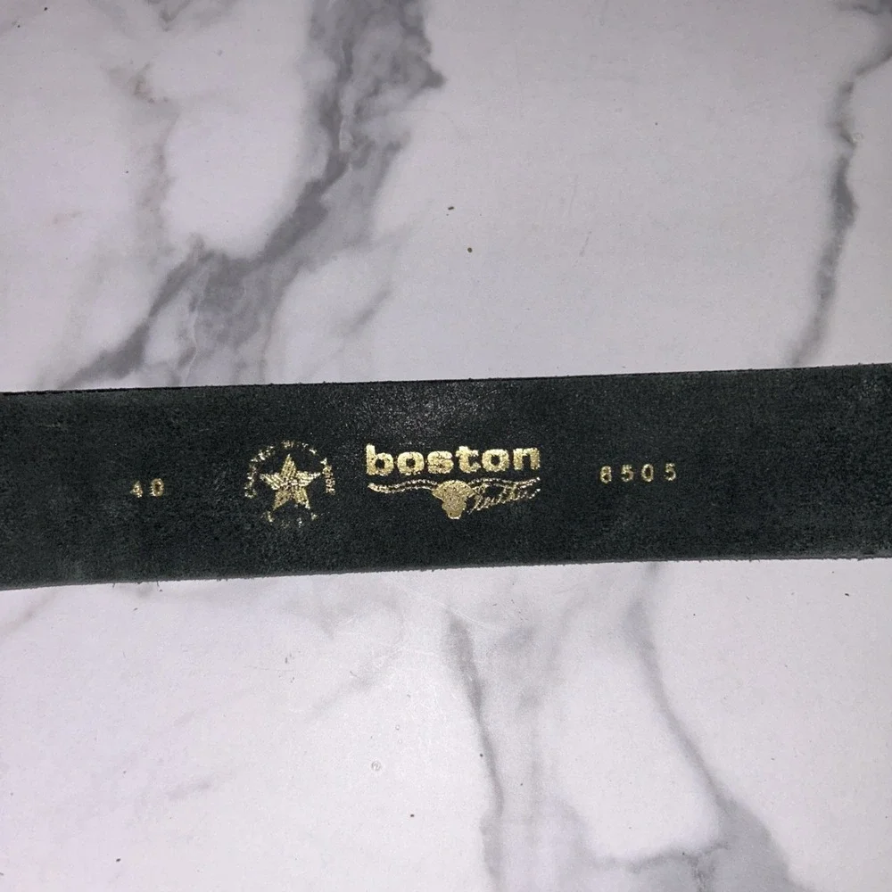 Boston Leather 8505 Mens Black Leather Duty Belt Silver Buckle Size 40 USA Made